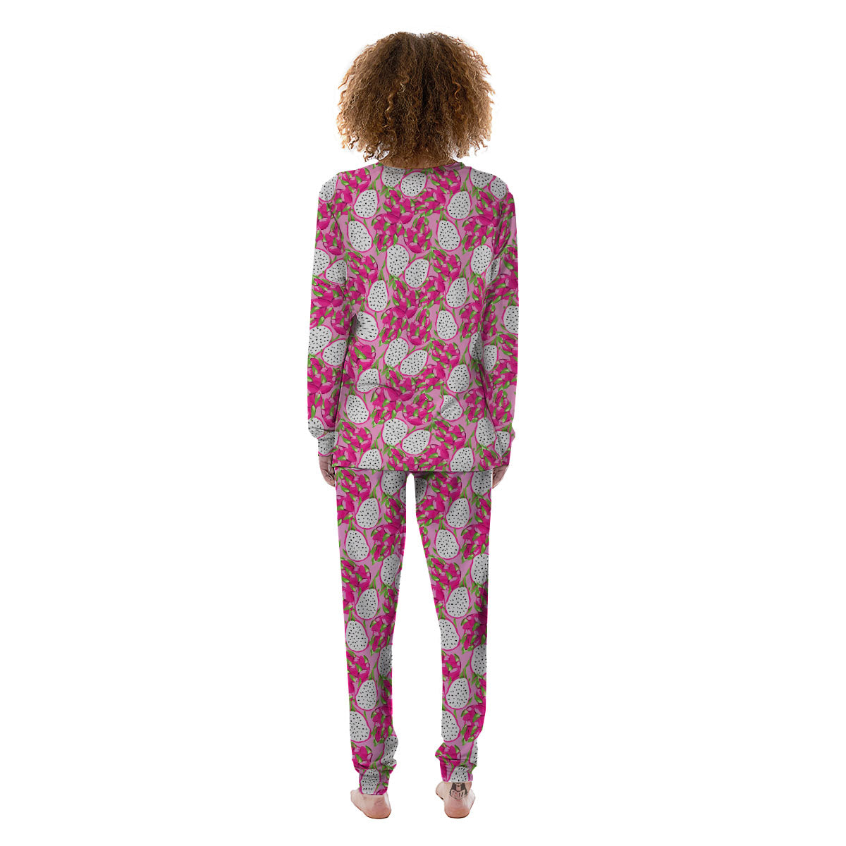 Dragon Fruit Print Pattern Women's Pajamas-grizzshop