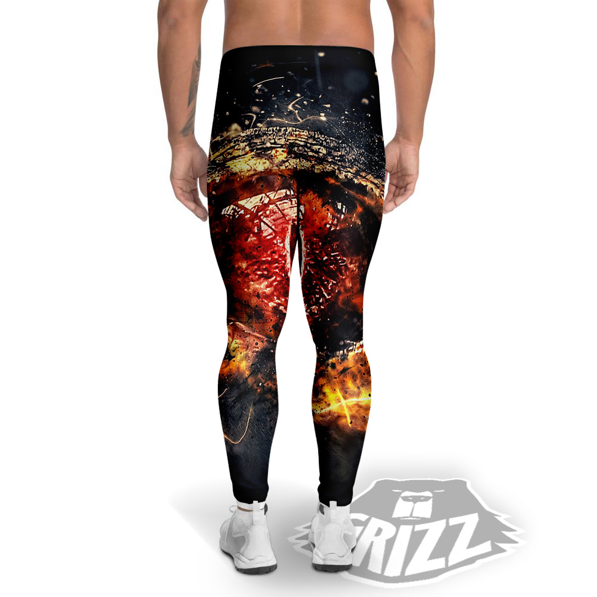 Dragon Red Eye Fire Print Men's Leggings-grizzshop