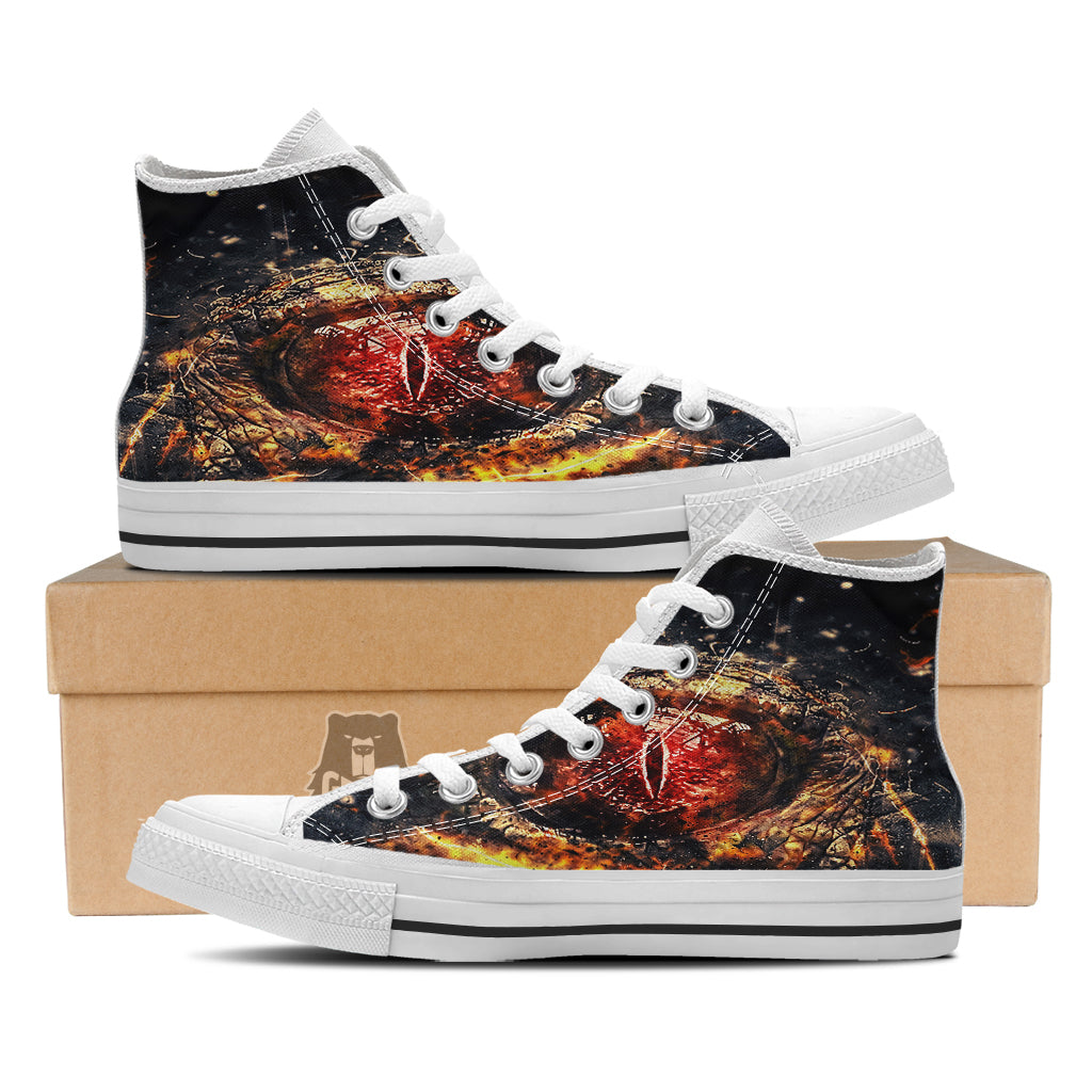Dragon Red Eye Fire Print White High Top Shoes-grizzshop