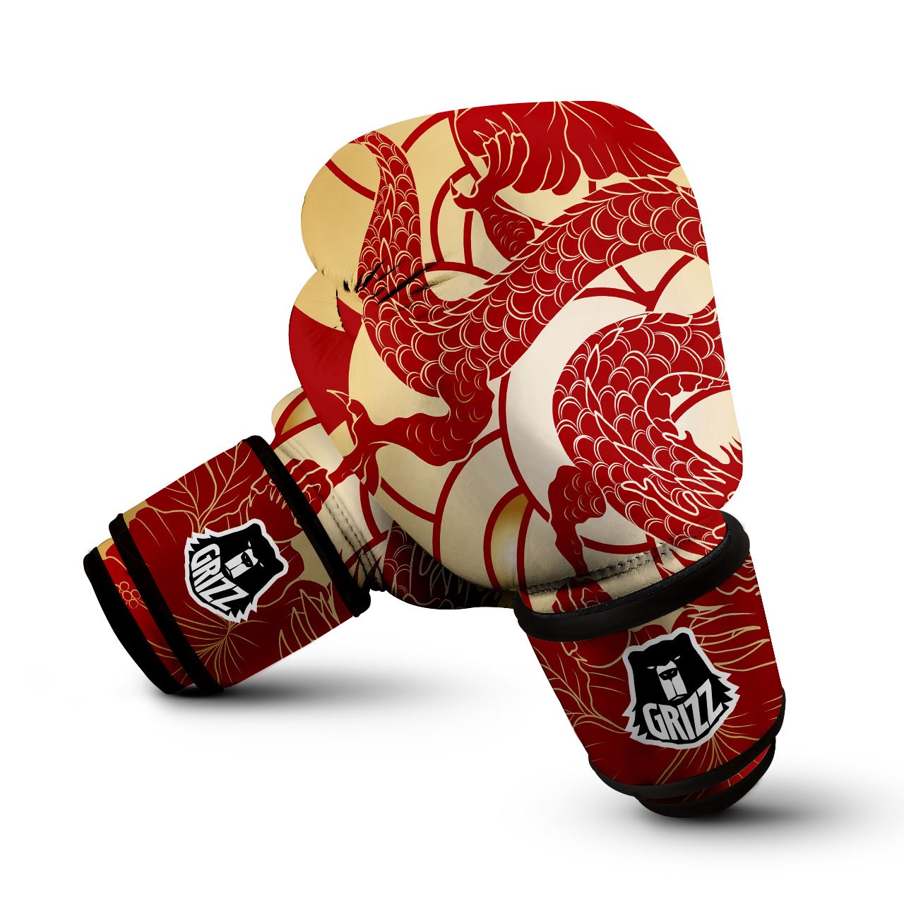 Dragon Tattoo Red Japanese Print Boxing Gloves-grizzshop