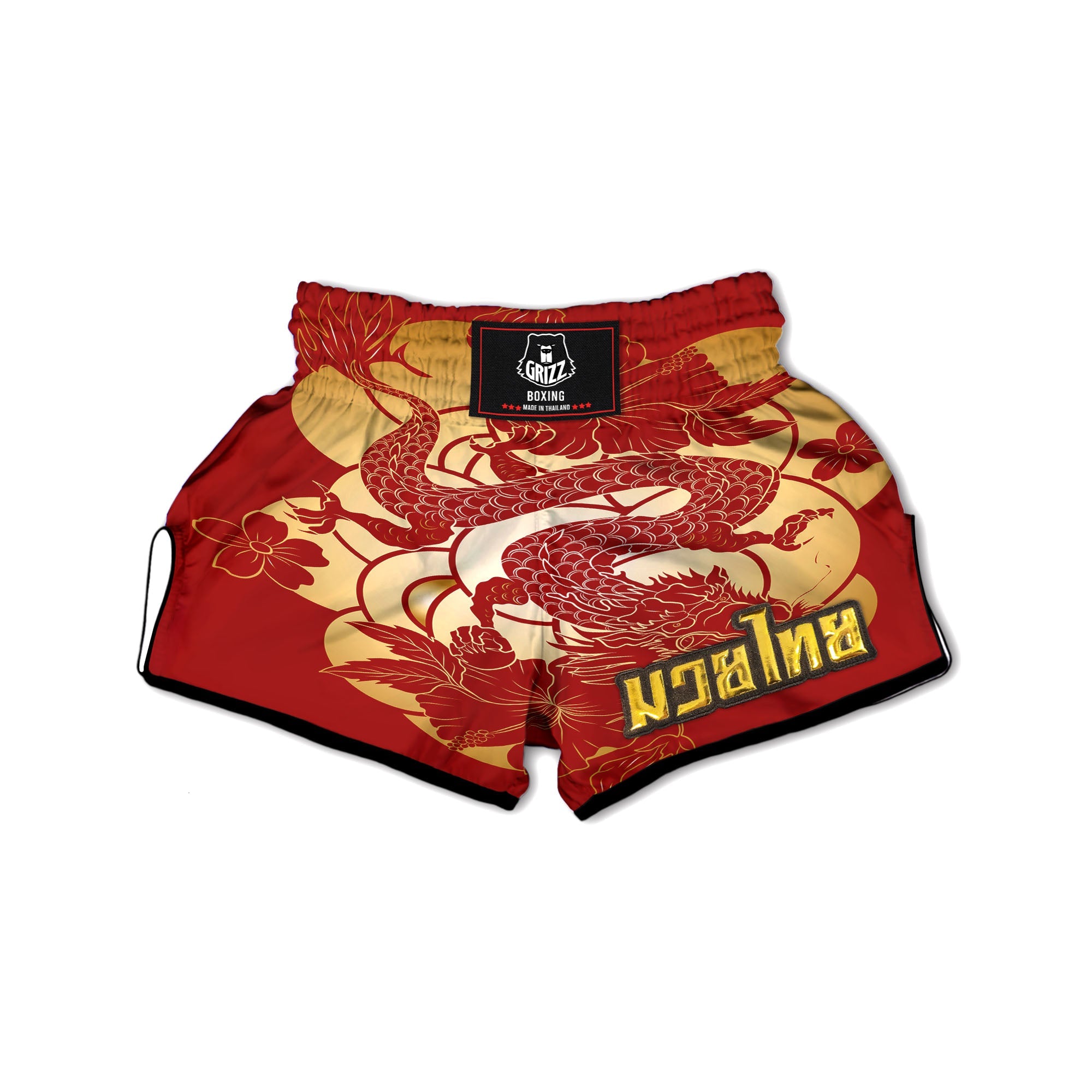 Dragon Tattoo Red Japanese Print Muay Thai Boxing Shorts-grizzshop