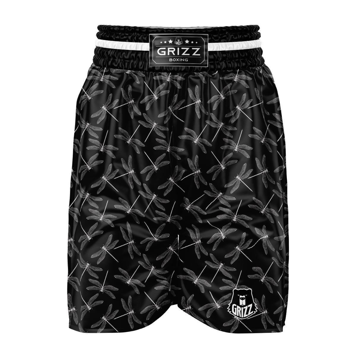 Dragonfly Black Print Pattern Boxing Shorts-grizzshop