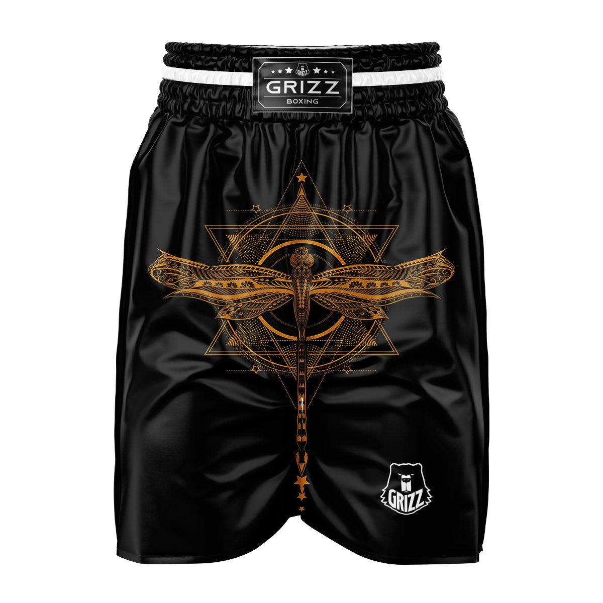 Dragonfly Boho Gold Print Boxing Shorts-grizzshop