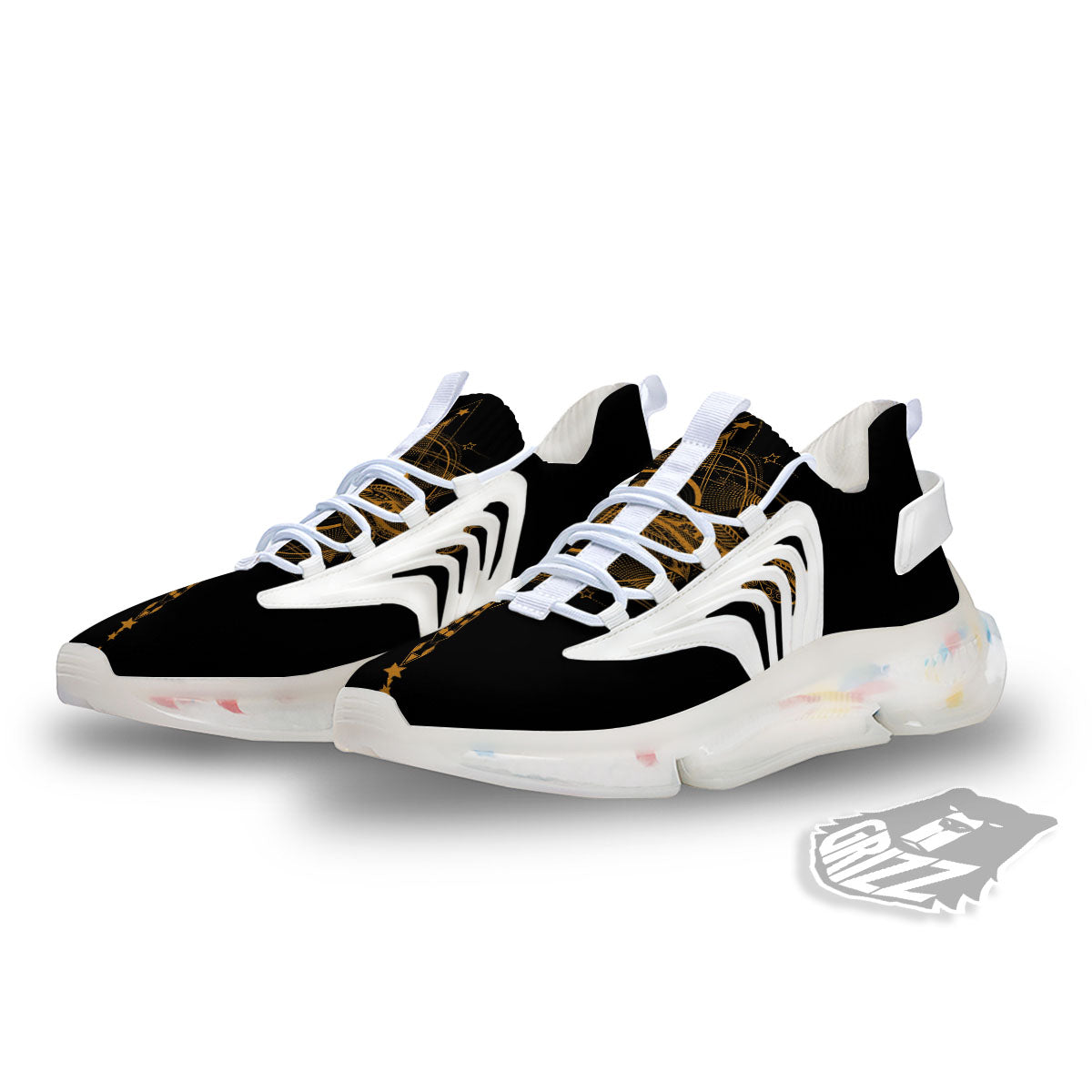 Dragonfly Boho Gold Print White Gym Shoes-grizzshop