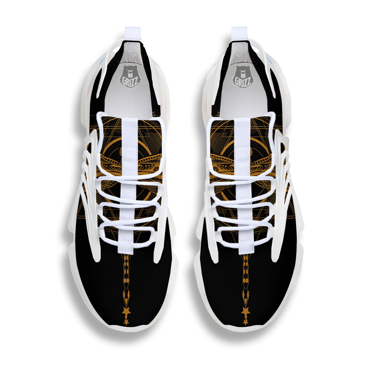 Dragonfly Boho Gold Print White Gym Shoes-grizzshop