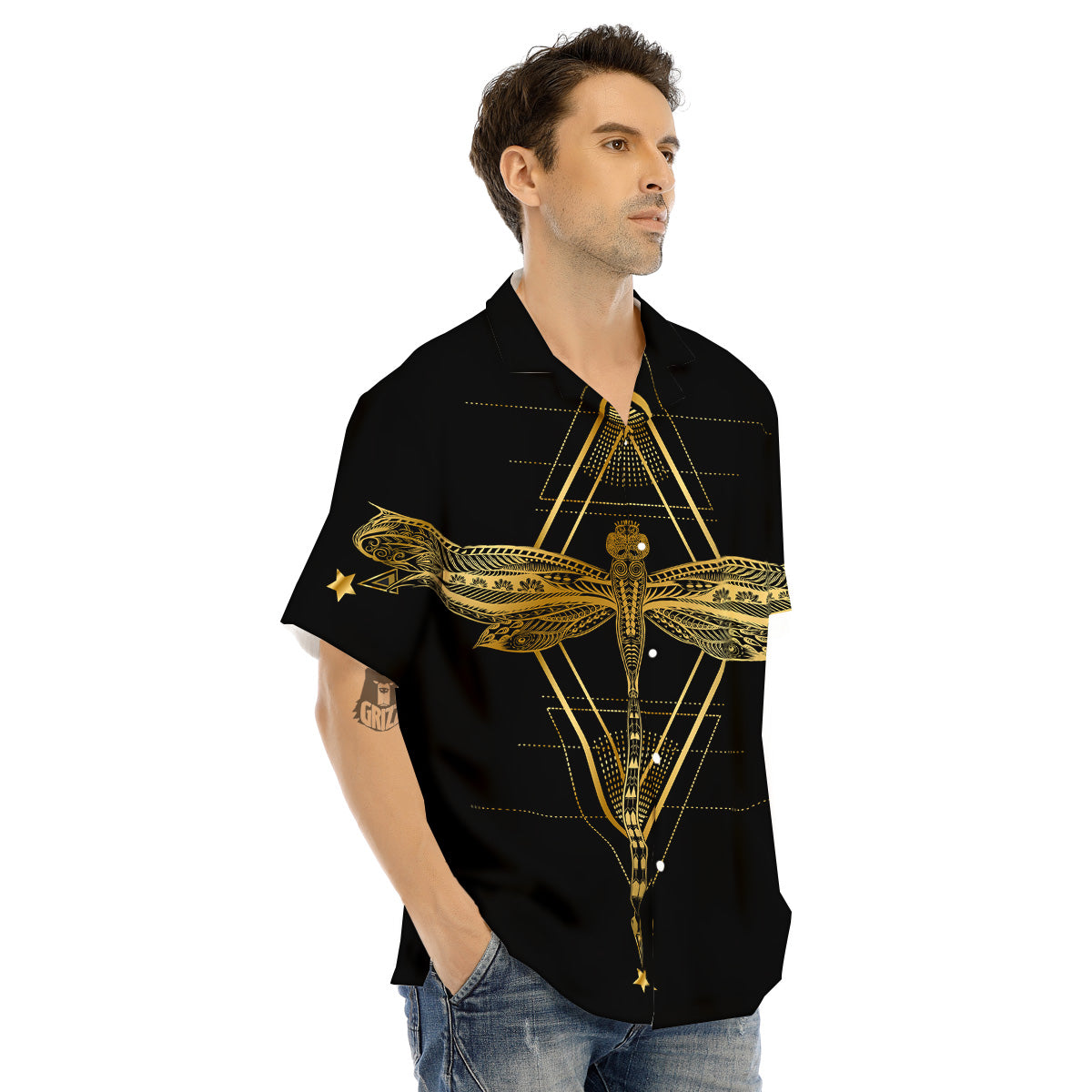 Dragonfly Boho Spiritual Print Men's Hawaiian Shirt-grizzshop