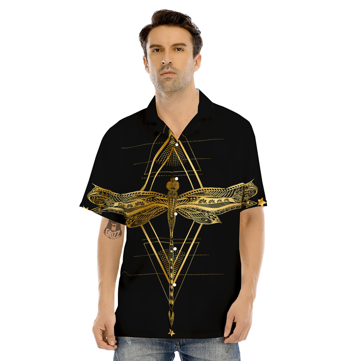 Dragonfly Boho Spiritual Print Men's Hawaiian Shirt-grizzshop