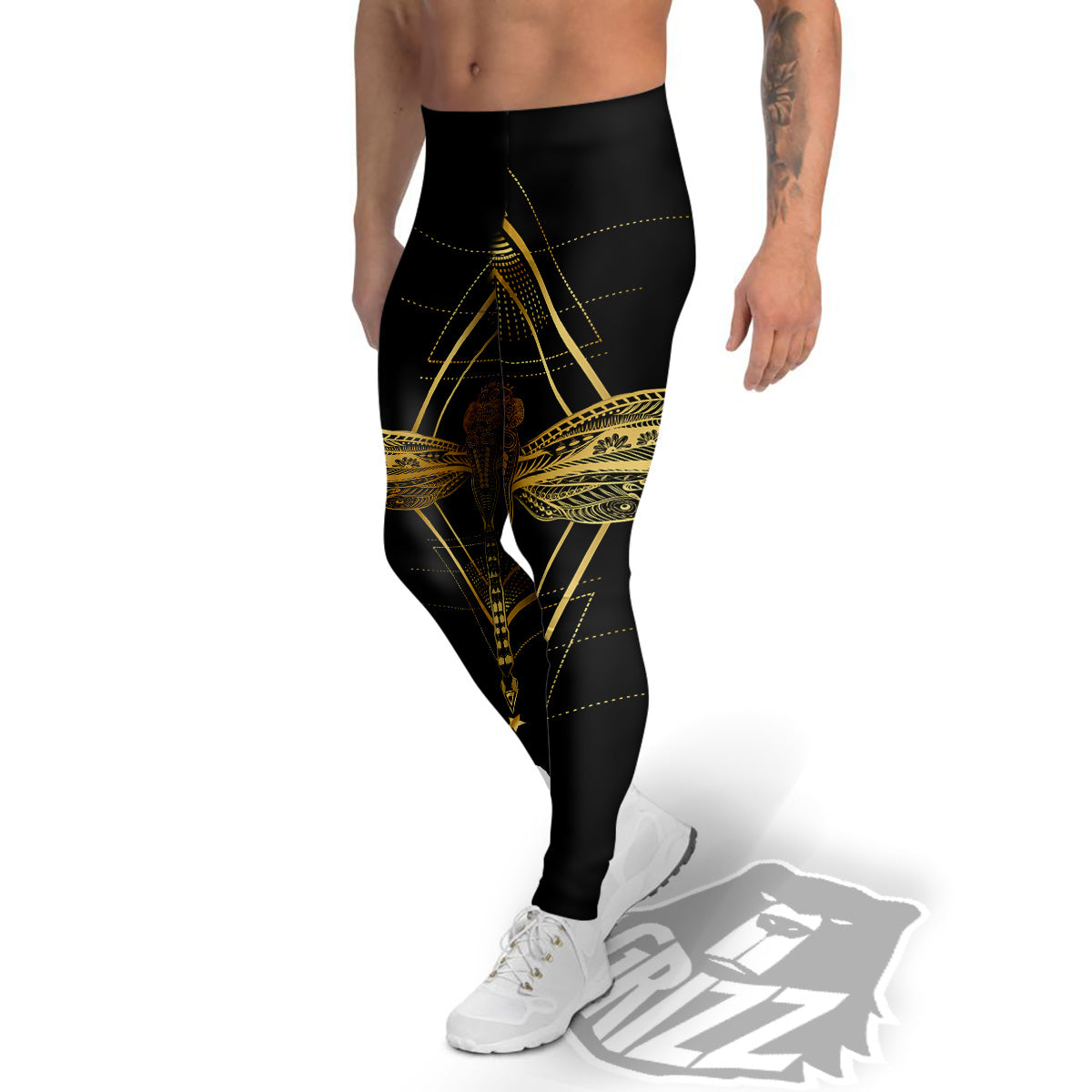 Dragonfly Boho Spiritual Print Men's Leggings-grizzshop