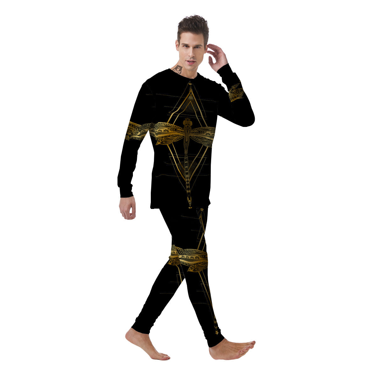 Dragonfly Boho Spiritual Print Men's Pajamas-grizzshop