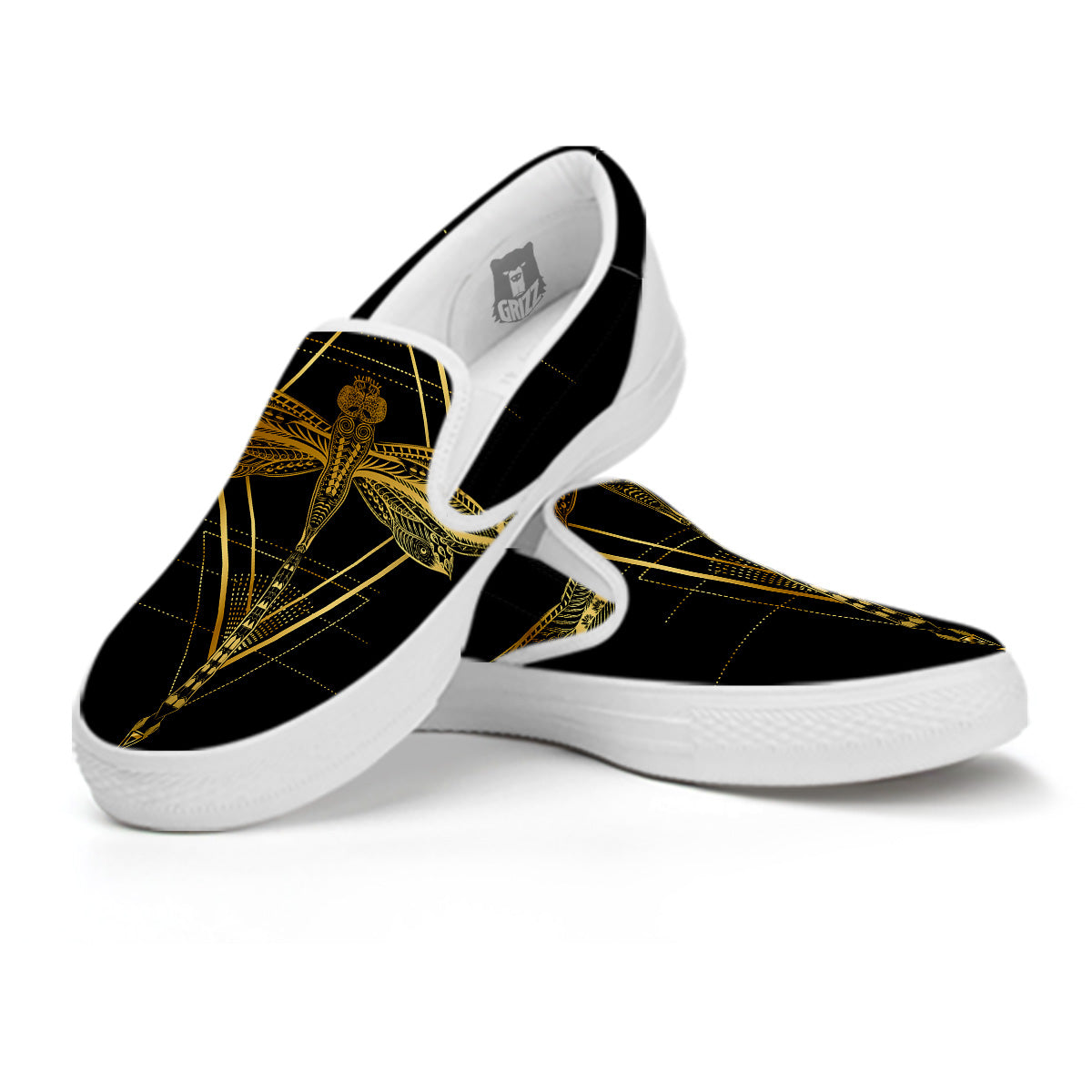 Dragonfly Boho Spiritual Print White Slip On Shoes-grizzshop
