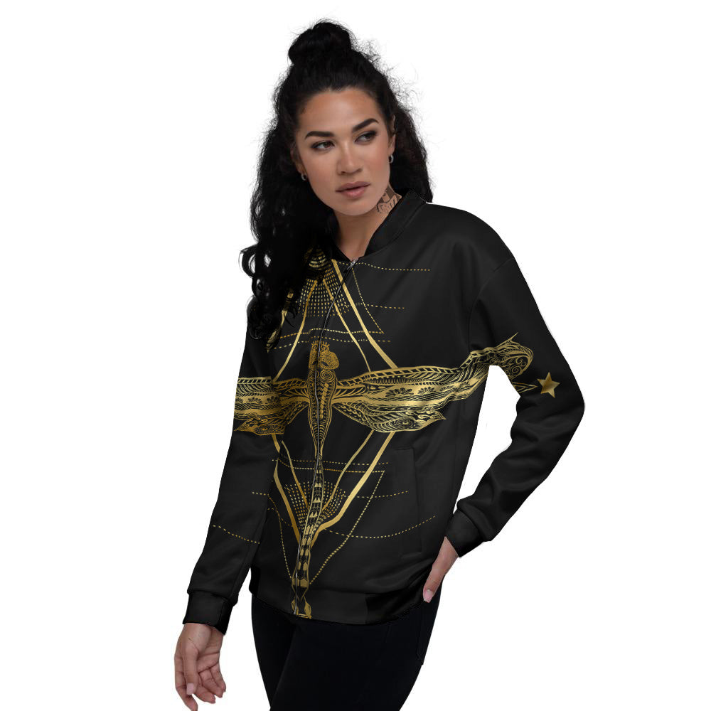 Dragonfly Boho Spiritual Print Women's Bomber Jacket-grizzshop