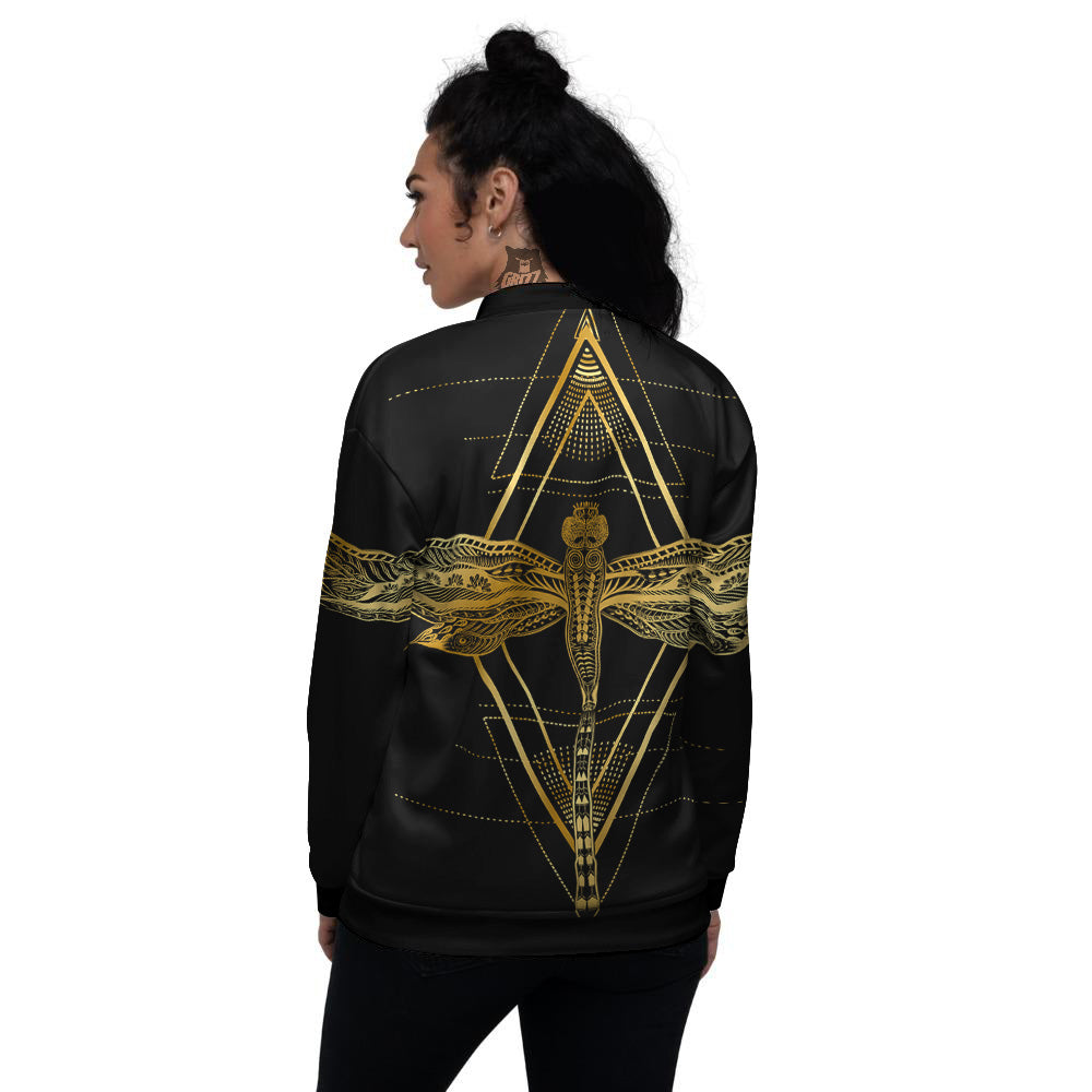 Dragonfly Boho Spiritual Print Women's Bomber Jacket-grizzshop