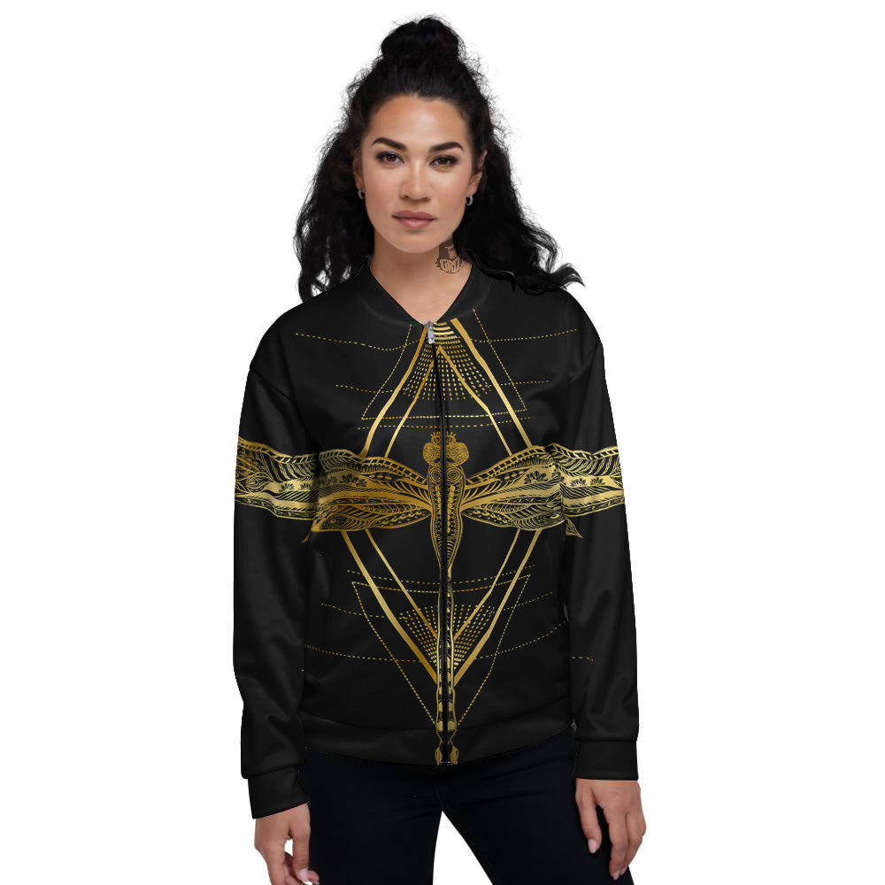 Dragonfly Boho Spiritual Print Women's Bomber Jacket-grizzshop