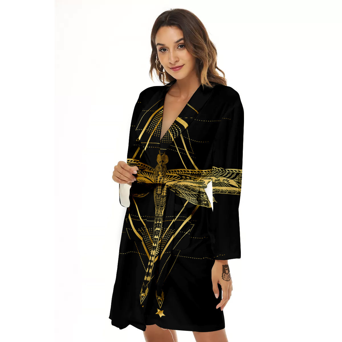Dragonfly Boho Spiritual Print Women's Robe-grizzshop
