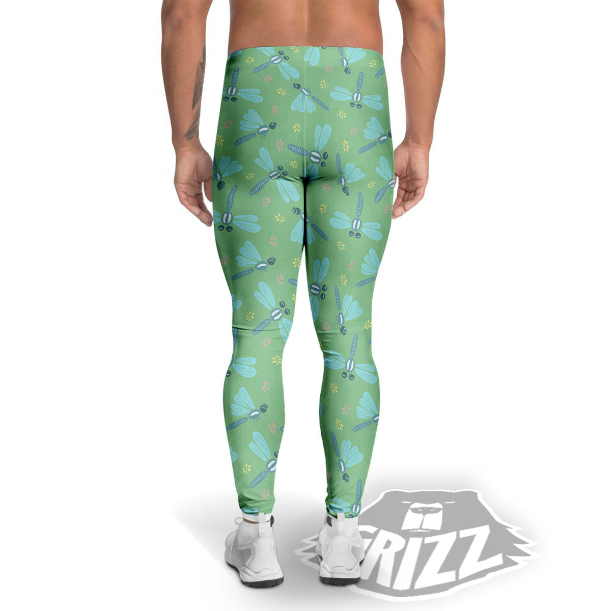 Dragonfly Green Print Pattern Men's Leggings-grizzshop