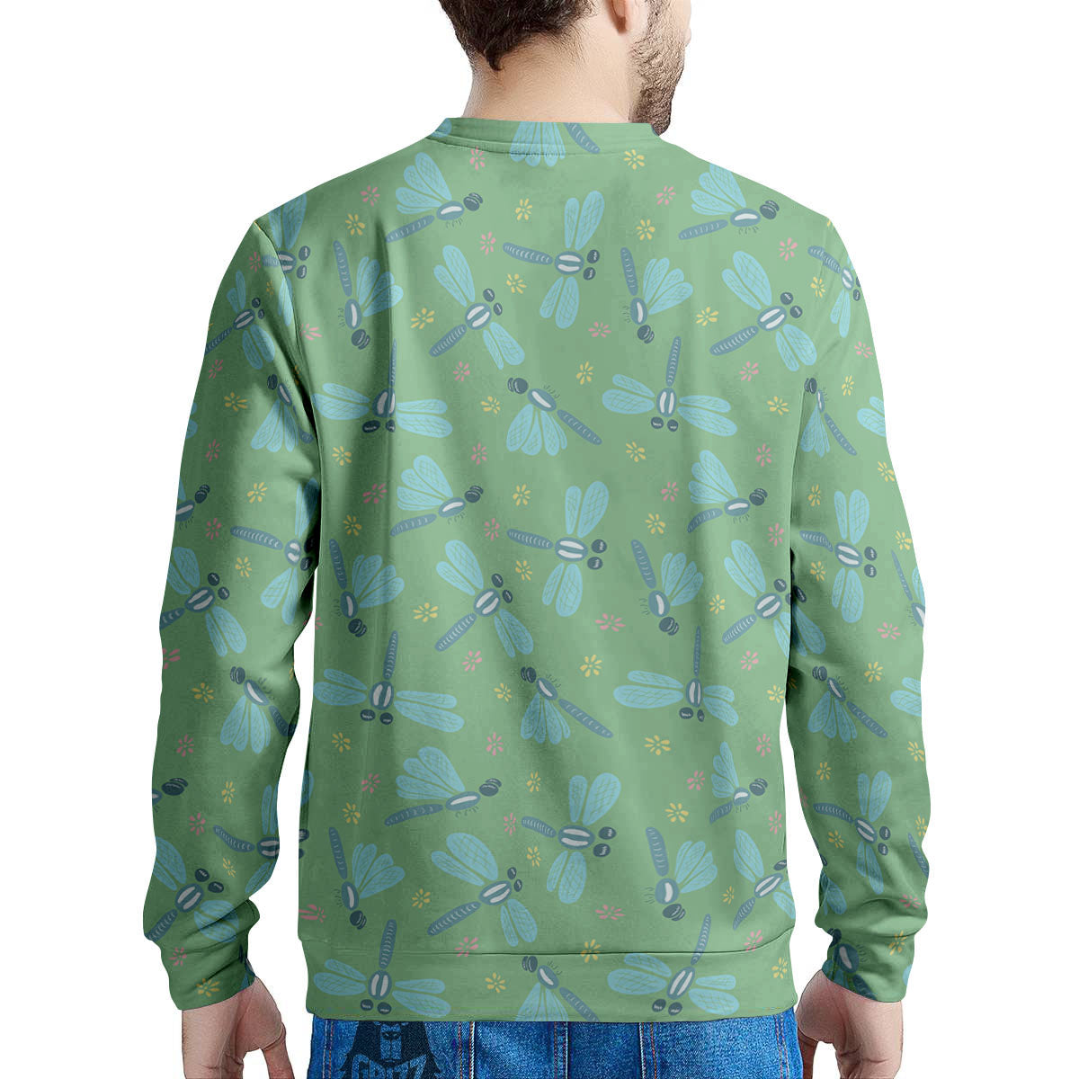 Dragonfly Green Print Pattern Men's Sweatshirt-grizzshop
