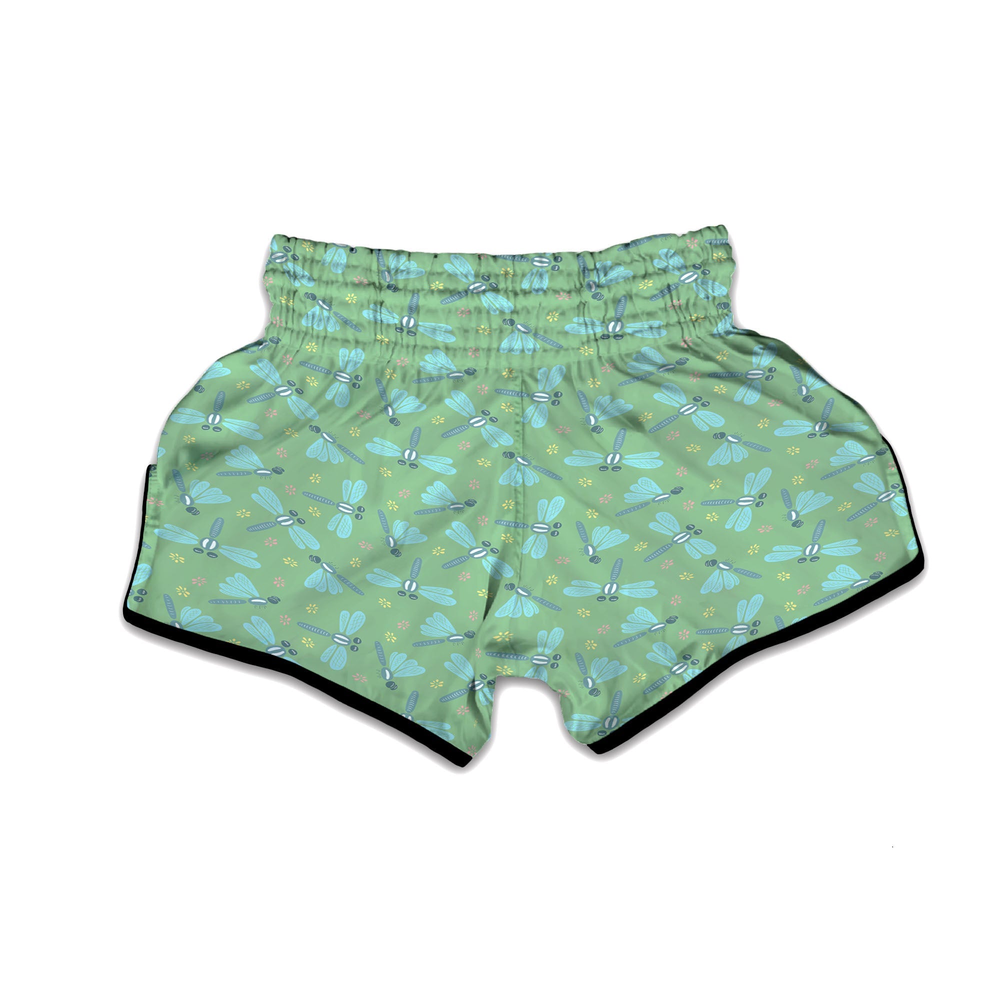 Dragonfly Green Print Pattern Muay Thai Boxing Shorts-grizzshop
