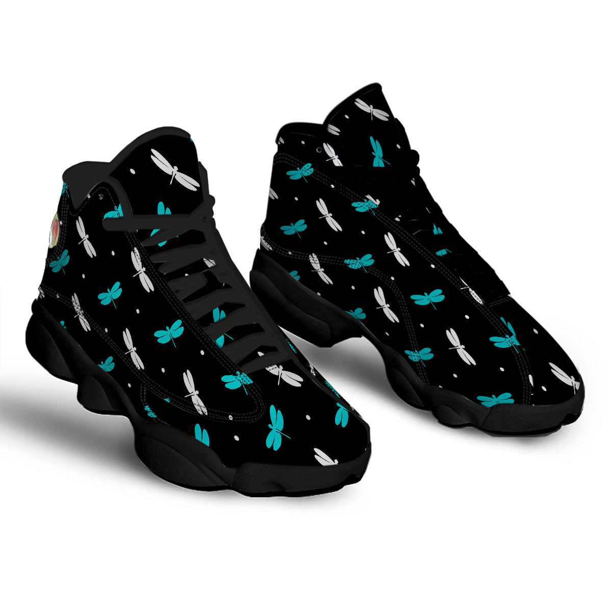 Dragonfly Polka Dot Print Pattern Black Basketball Shoes-grizzshop