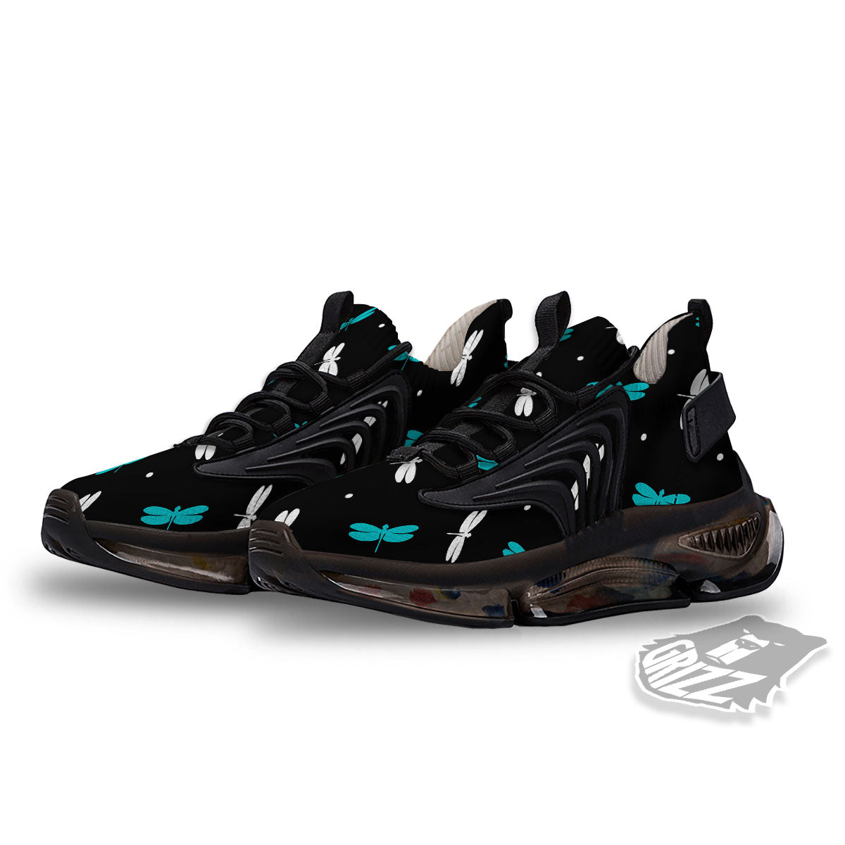 Dragonfly Polka Dot Print Pattern Black Gym Shoes-grizzshop