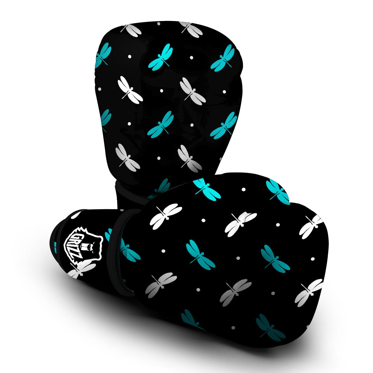 Dragonfly Polka Dot Print Pattern Boxing Gloves-grizzshop