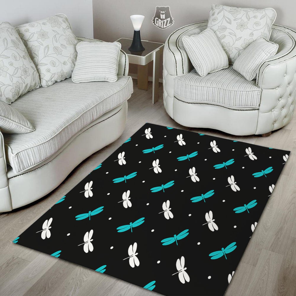Dragonfly Polka Dot Print Pattern Floor Mat-grizzshop