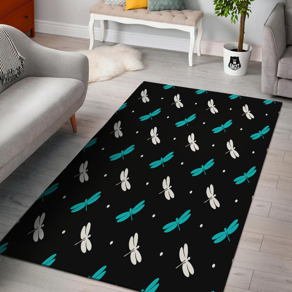 Dragonfly Polka Dot Print Pattern Floor Mat-grizzshop
