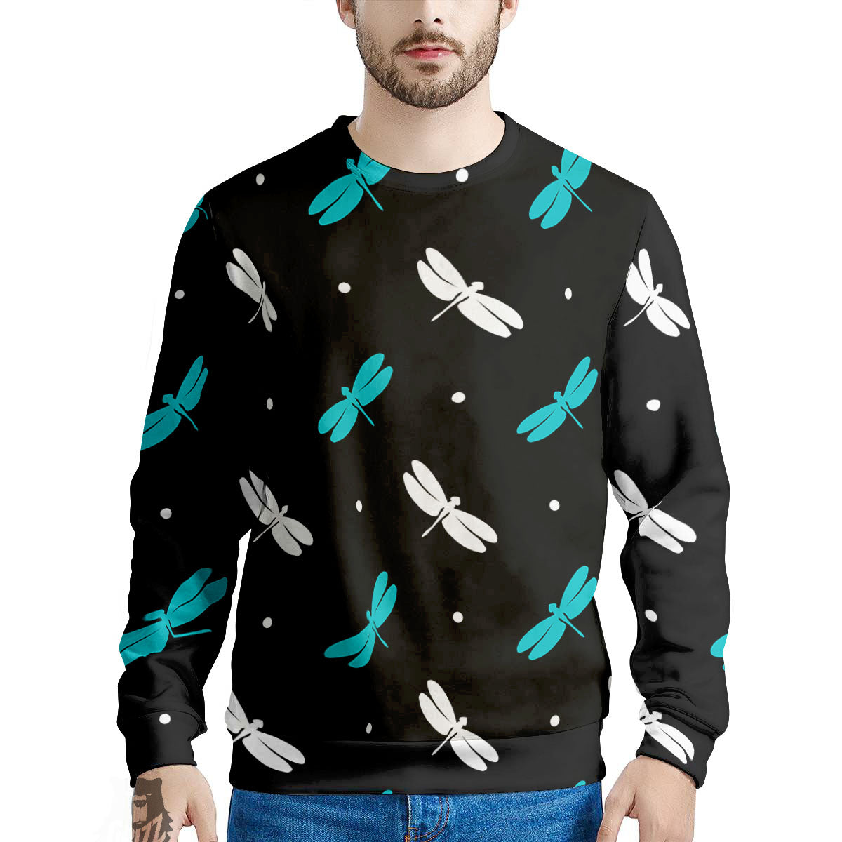 Dragonfly Polka Dot Print Pattern Men's Sweatshirt-grizzshop