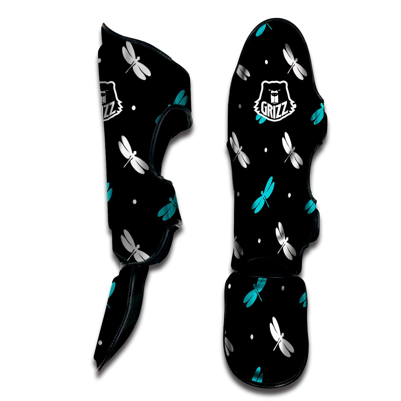 Dragonfly Polka Dot Print Pattern Muay Thai Shin Guards-grizzshop