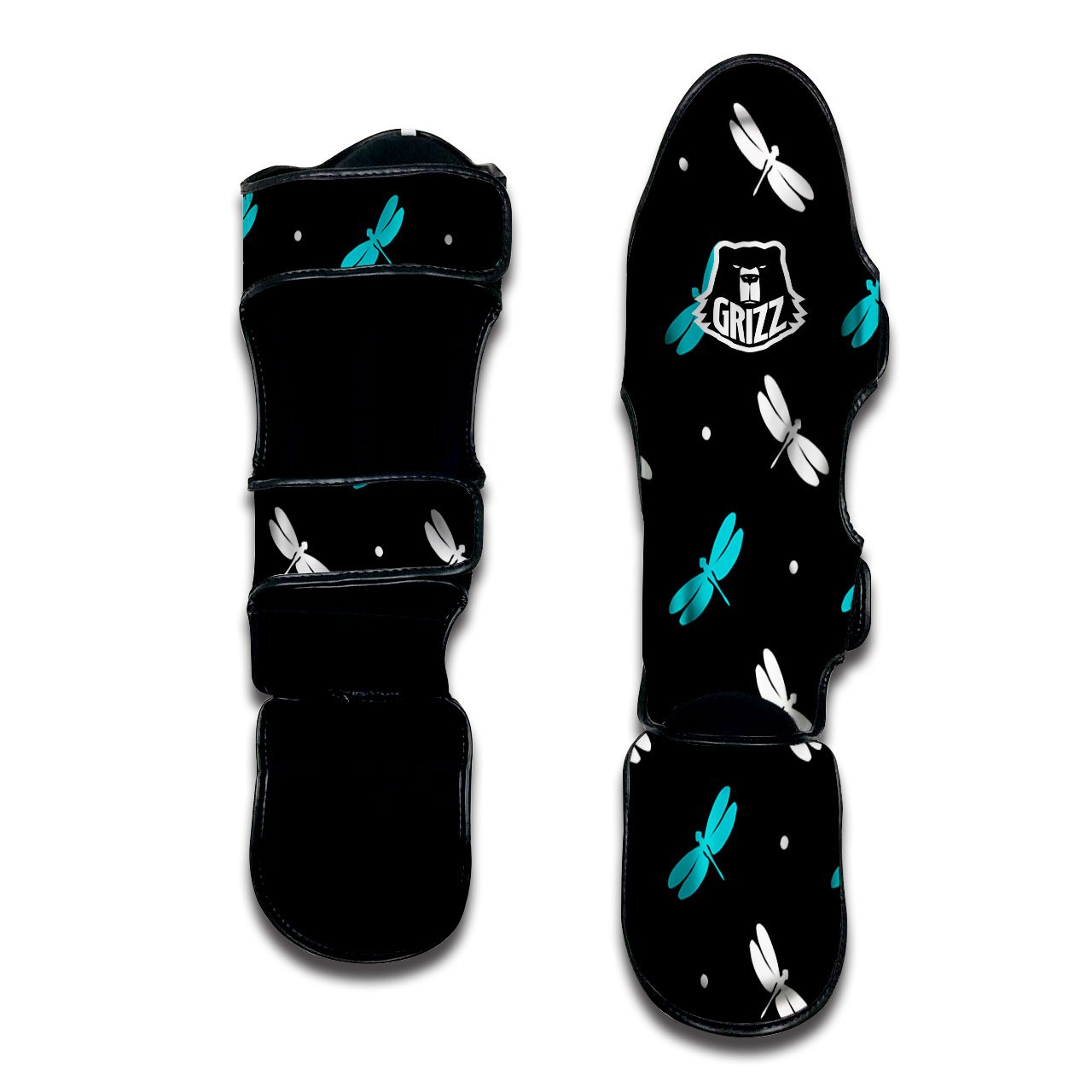 Dragonfly Polka Dot Print Pattern Muay Thai Shin Guards-grizzshop