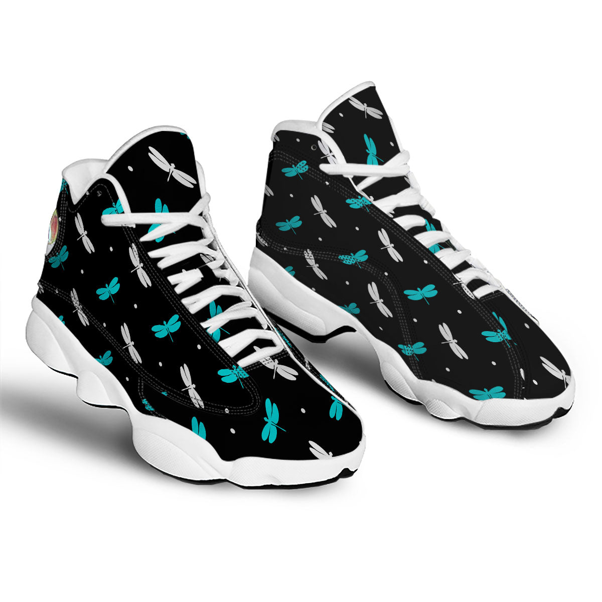 Dragonfly Polka Dot Print Pattern White Basketball Shoes-grizzshop