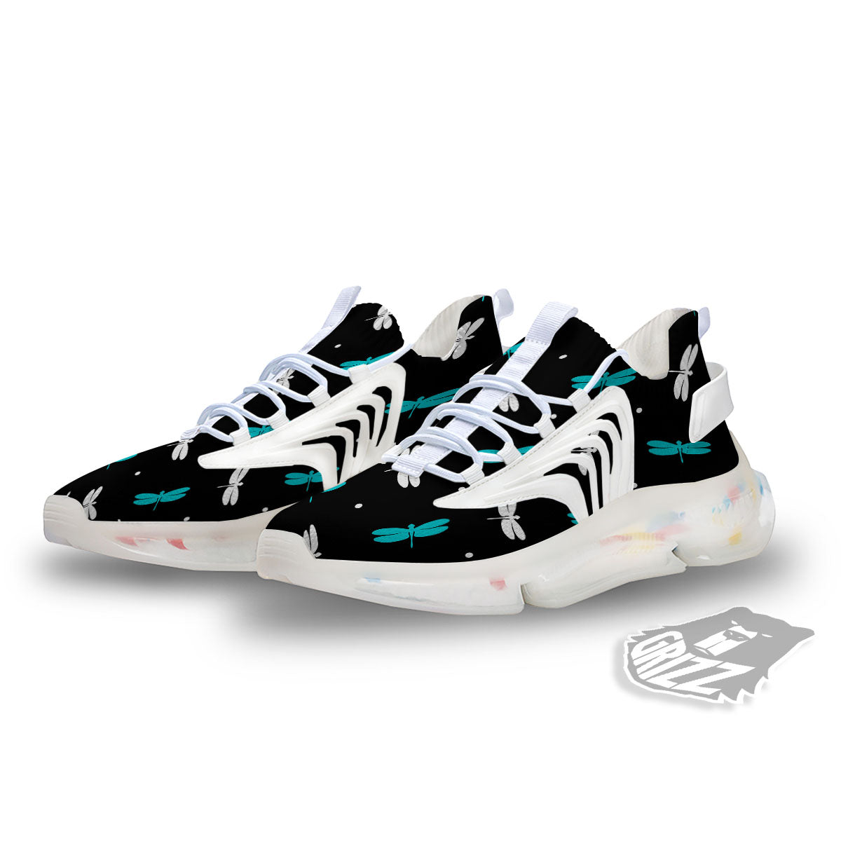 Dragonfly Polka Dot Print Pattern White Gym Shoes-grizzshop