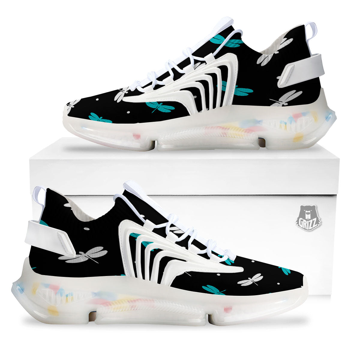 Dragonfly Polka Dot Print Pattern White Gym Shoes-grizzshop