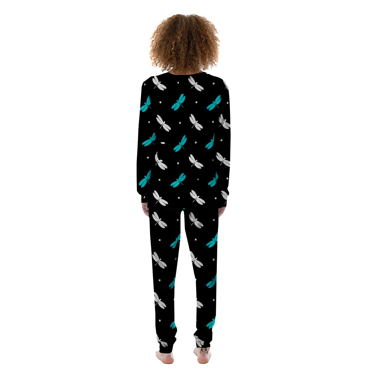 Dragonfly Polka Dot Print Pattern Women's Pajamas-grizzshop