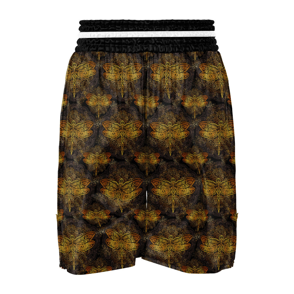 Dragonfly Spiritual Golden Print Boxing Shorts-grizzshop