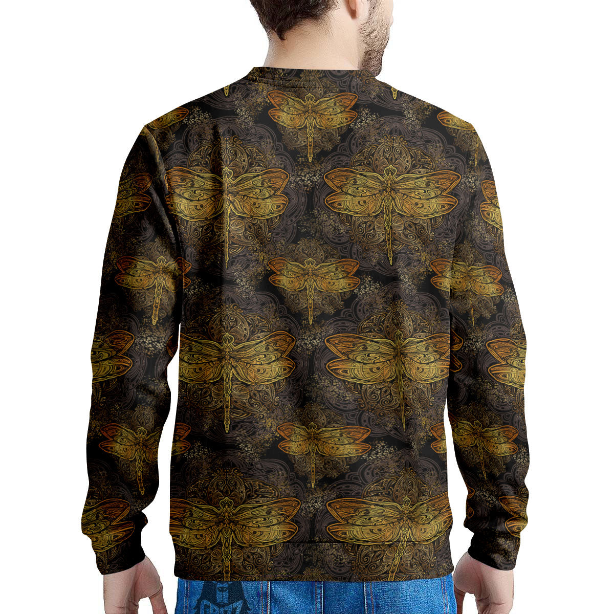 Dragonfly Spiritual Golden Print Men's Sweatshirt-grizzshop
