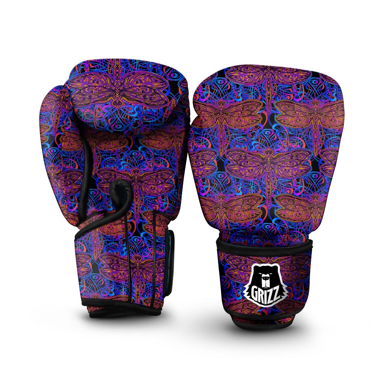 Dragonfly Trippy Print Pattern Boxing Gloves-grizzshop