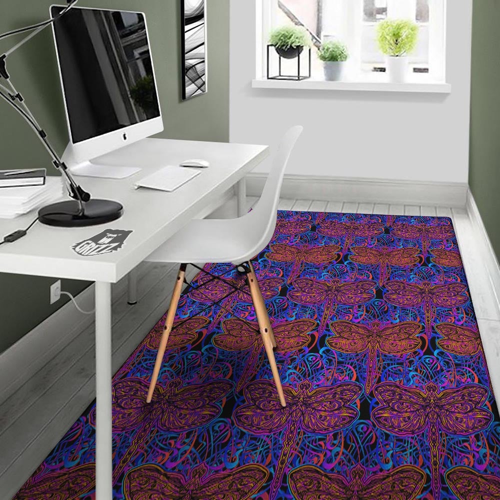 Dragonfly Trippy Print Pattern Floor Mat-grizzshop