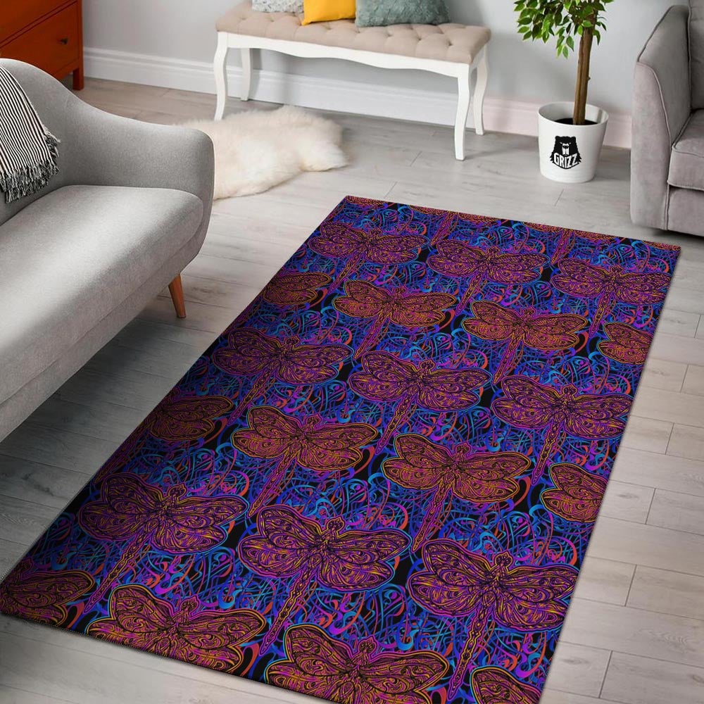 Dragonfly Trippy Print Pattern Floor Mat-grizzshop