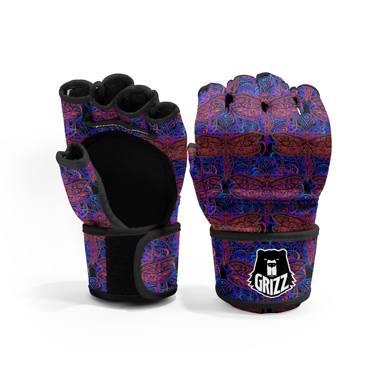 Dragonfly Trippy Print Pattern MMA Gloves-grizzshop
