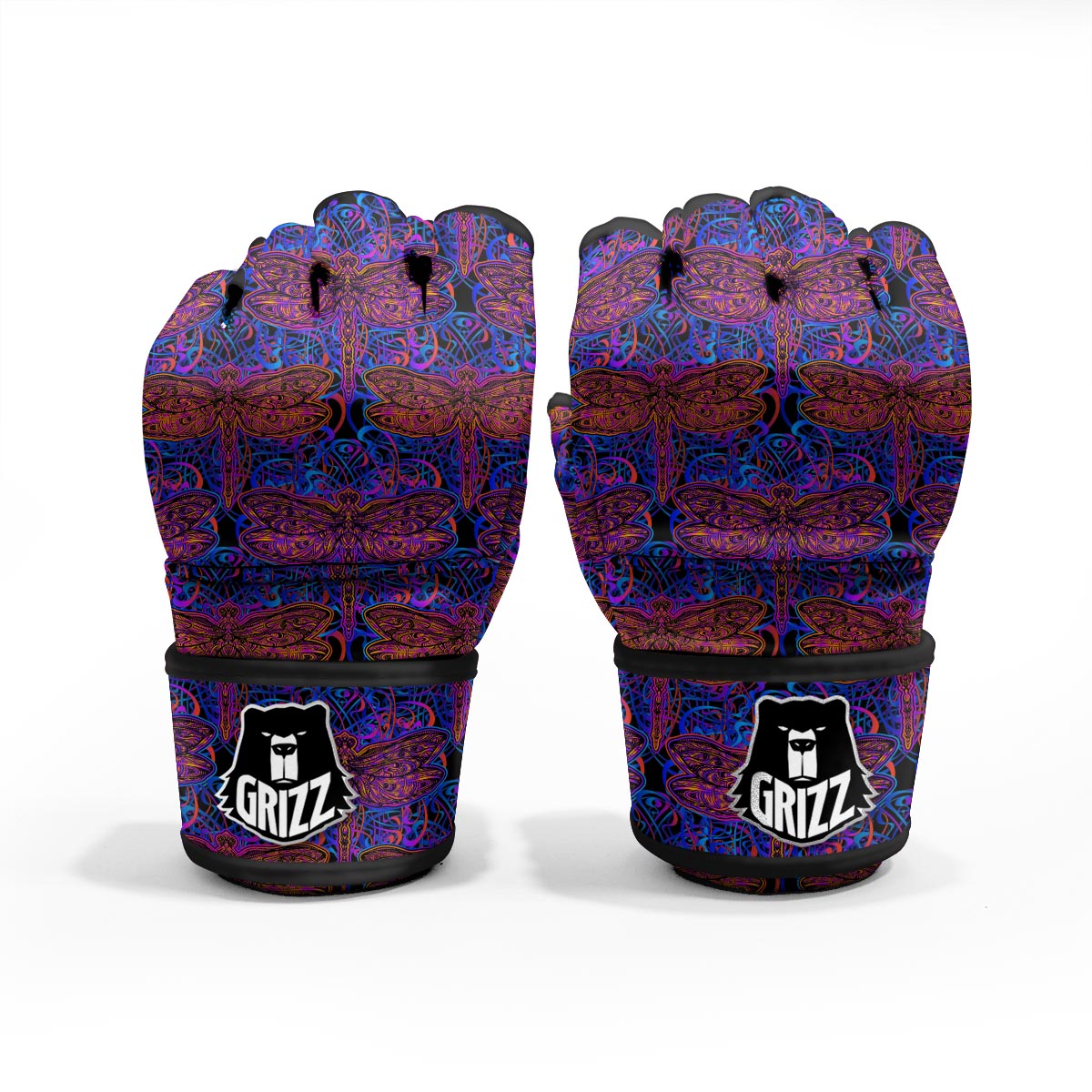 Dragonfly Trippy Print Pattern MMA Gloves-grizzshop