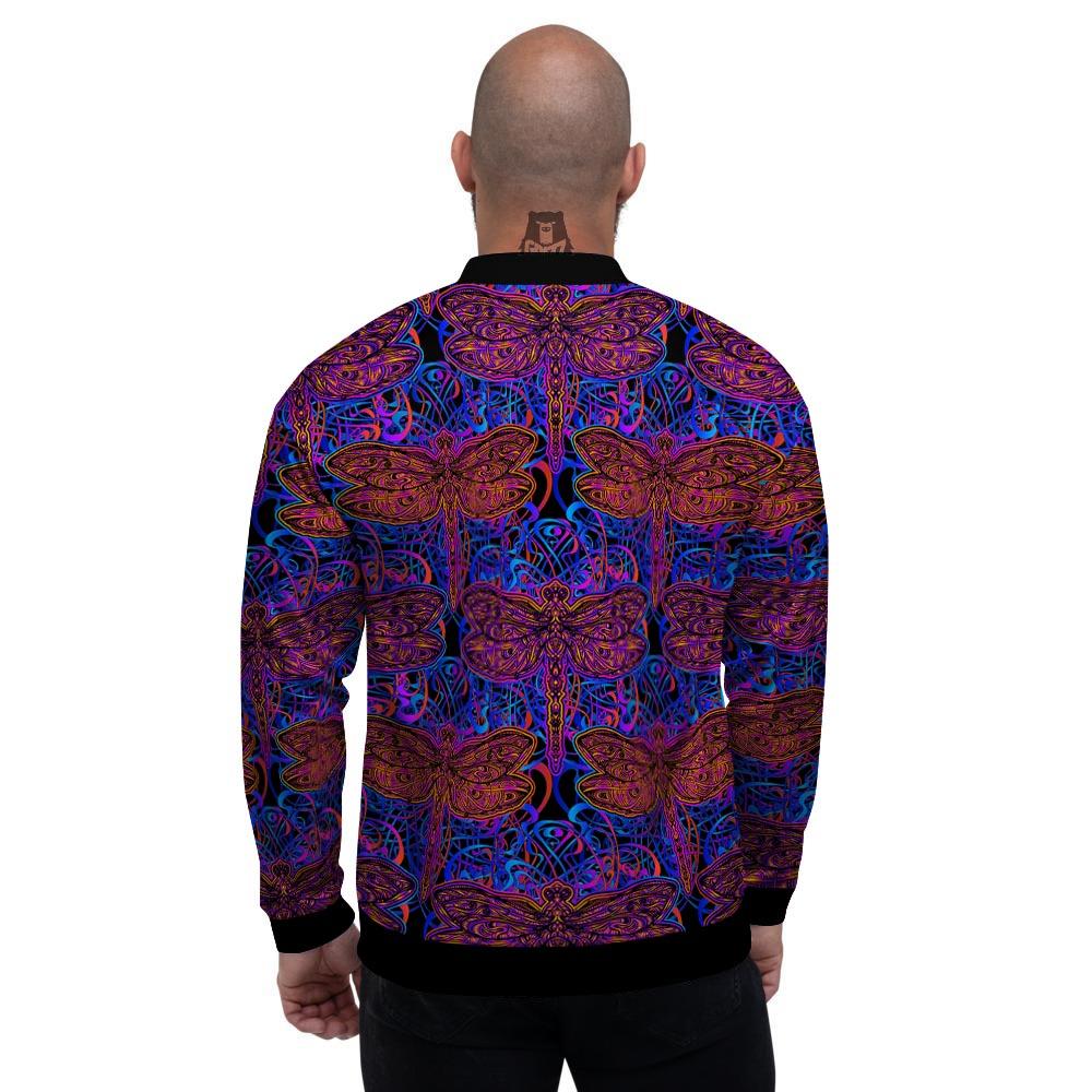 Dragonfly Trippy Print Pattern Men's Bomber Jacket-grizzshop