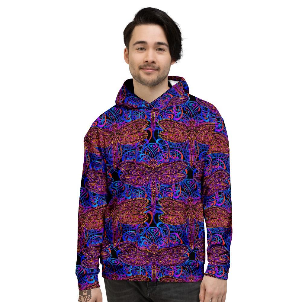 Dragonfly Trippy Print Pattern Men's Hoodie-grizzshop