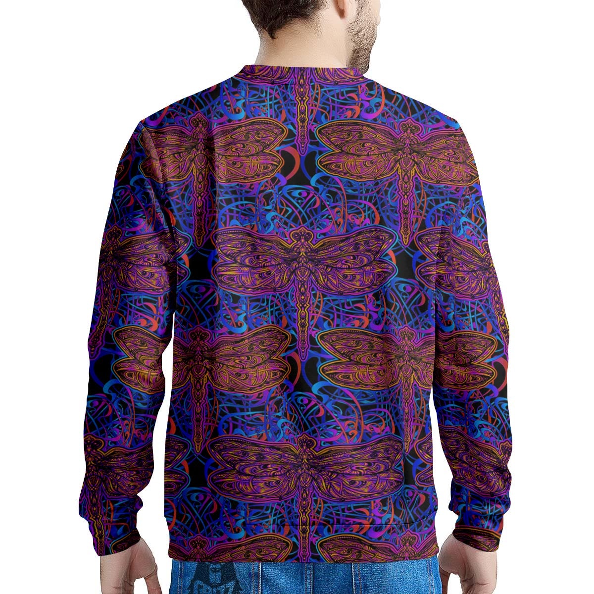 Dragonfly Trippy Print Pattern Men's Sweatshirt-grizzshop