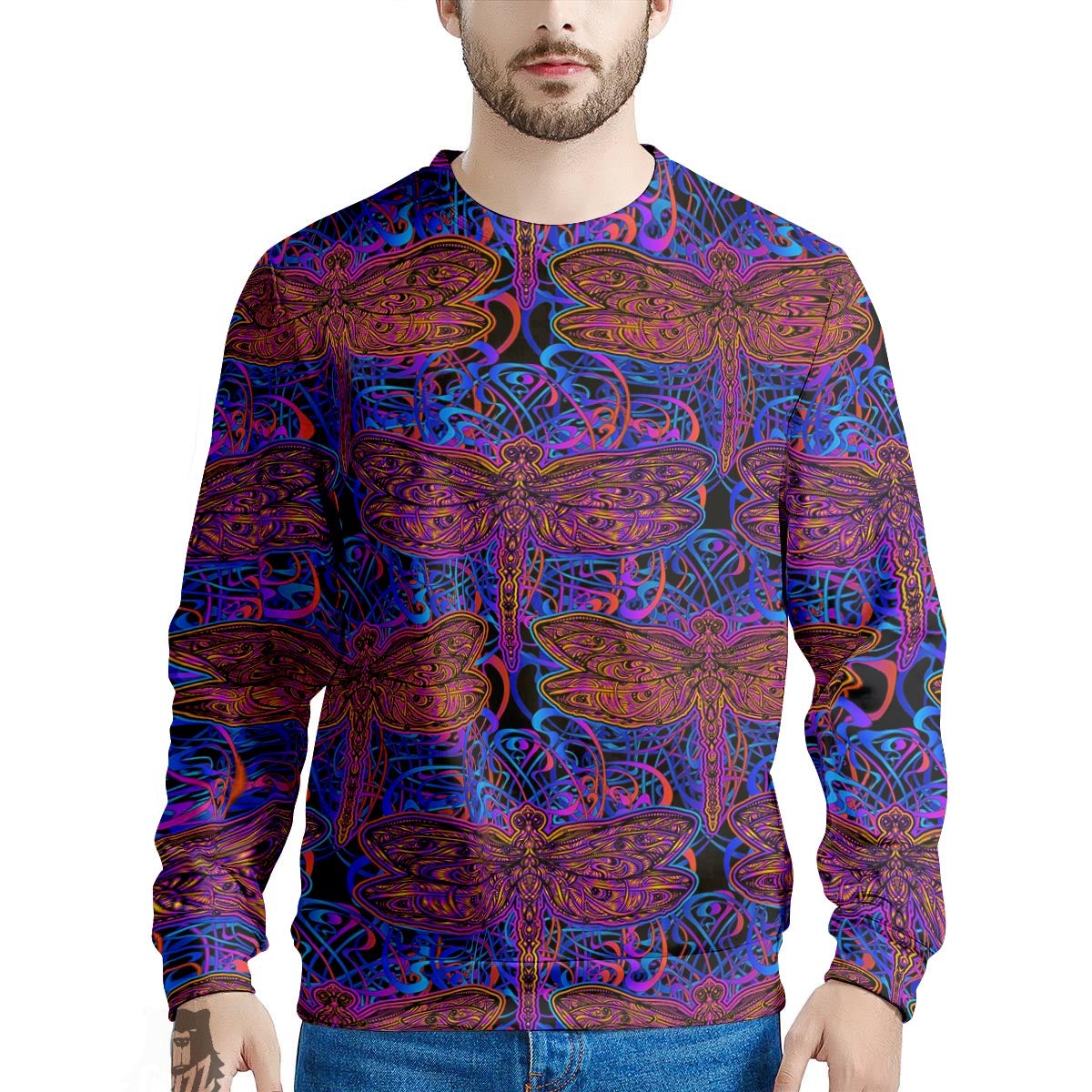Dragonfly Trippy Print Pattern Men's Sweatshirt-grizzshop