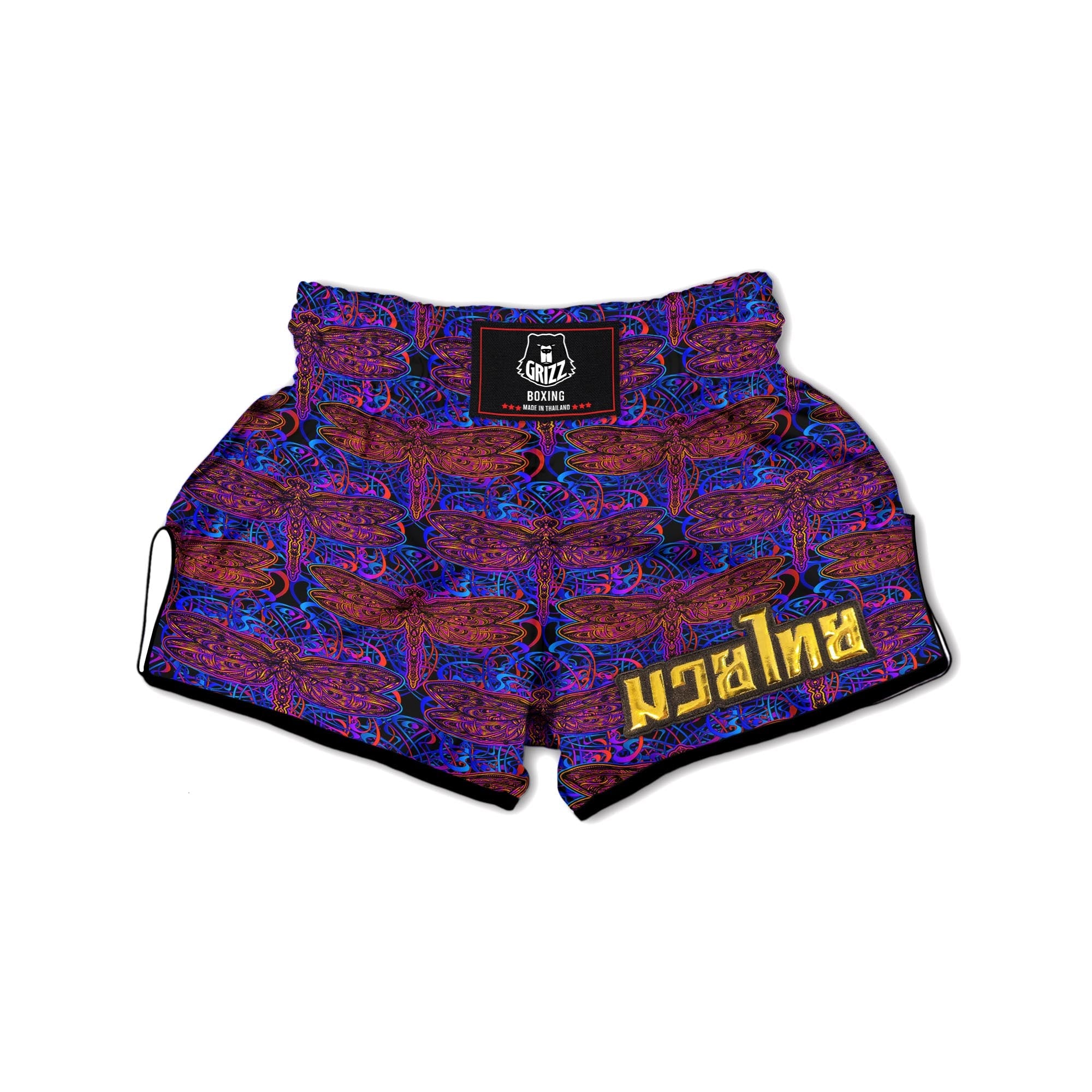 Dragonfly Trippy Print Pattern Muay Thai Boxing Shorts-grizzshop