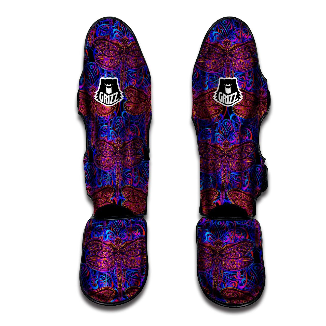 Dragonfly Trippy Print Pattern Muay Thai Shin Guards-grizzshop