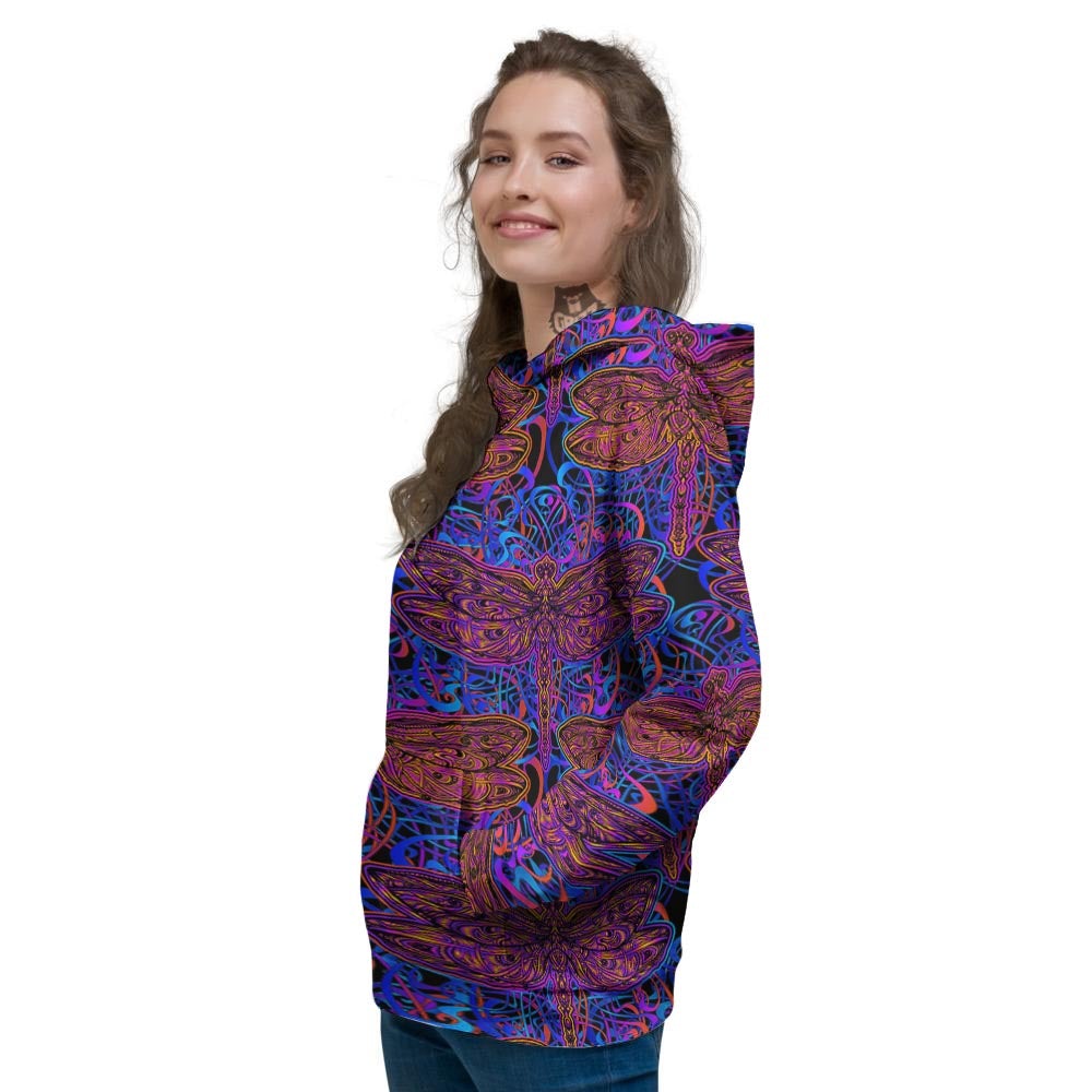 Dragonfly Trippy Print Pattern Women's Hoodie-grizzshop