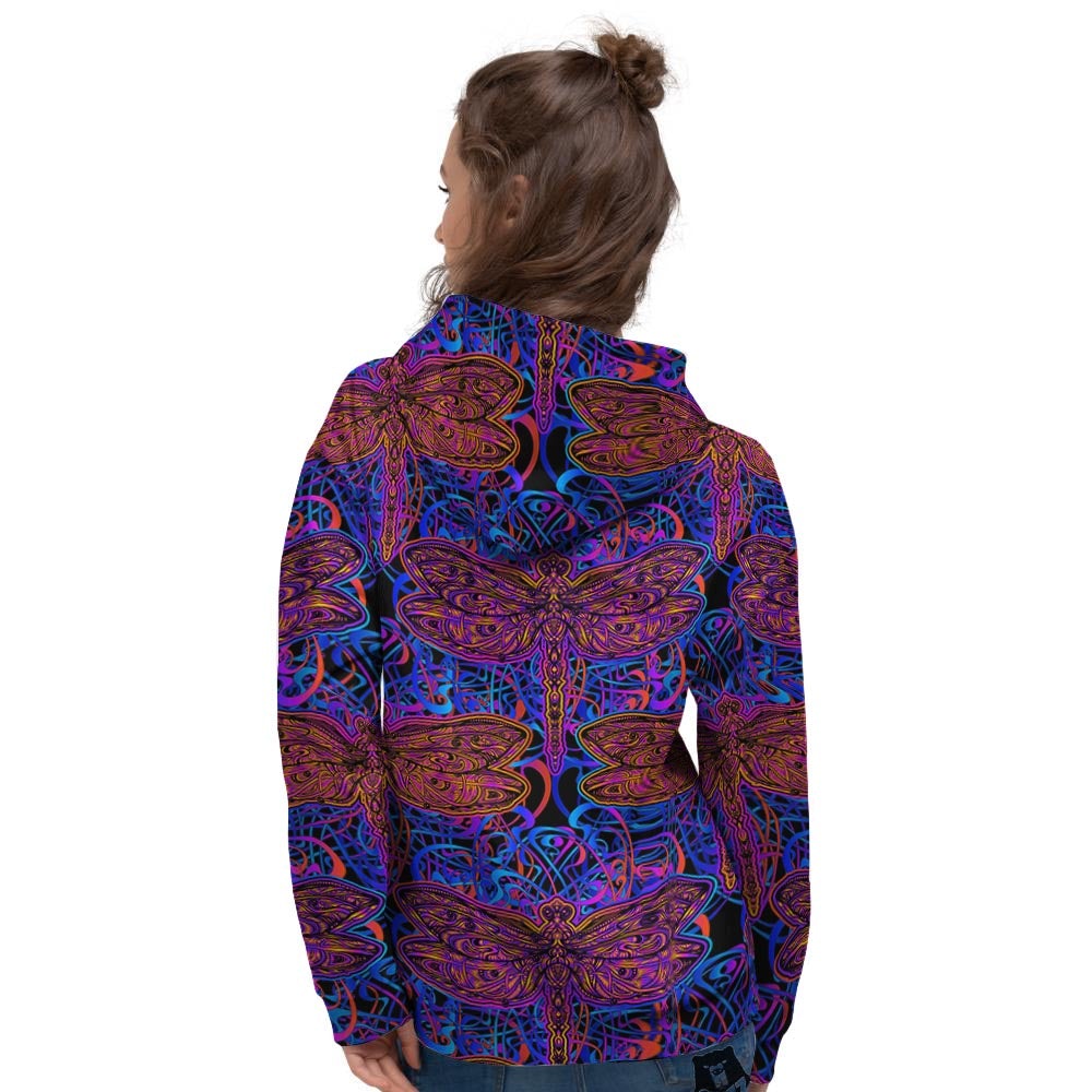 Dragonfly Trippy Print Pattern Women's Hoodie-grizzshop