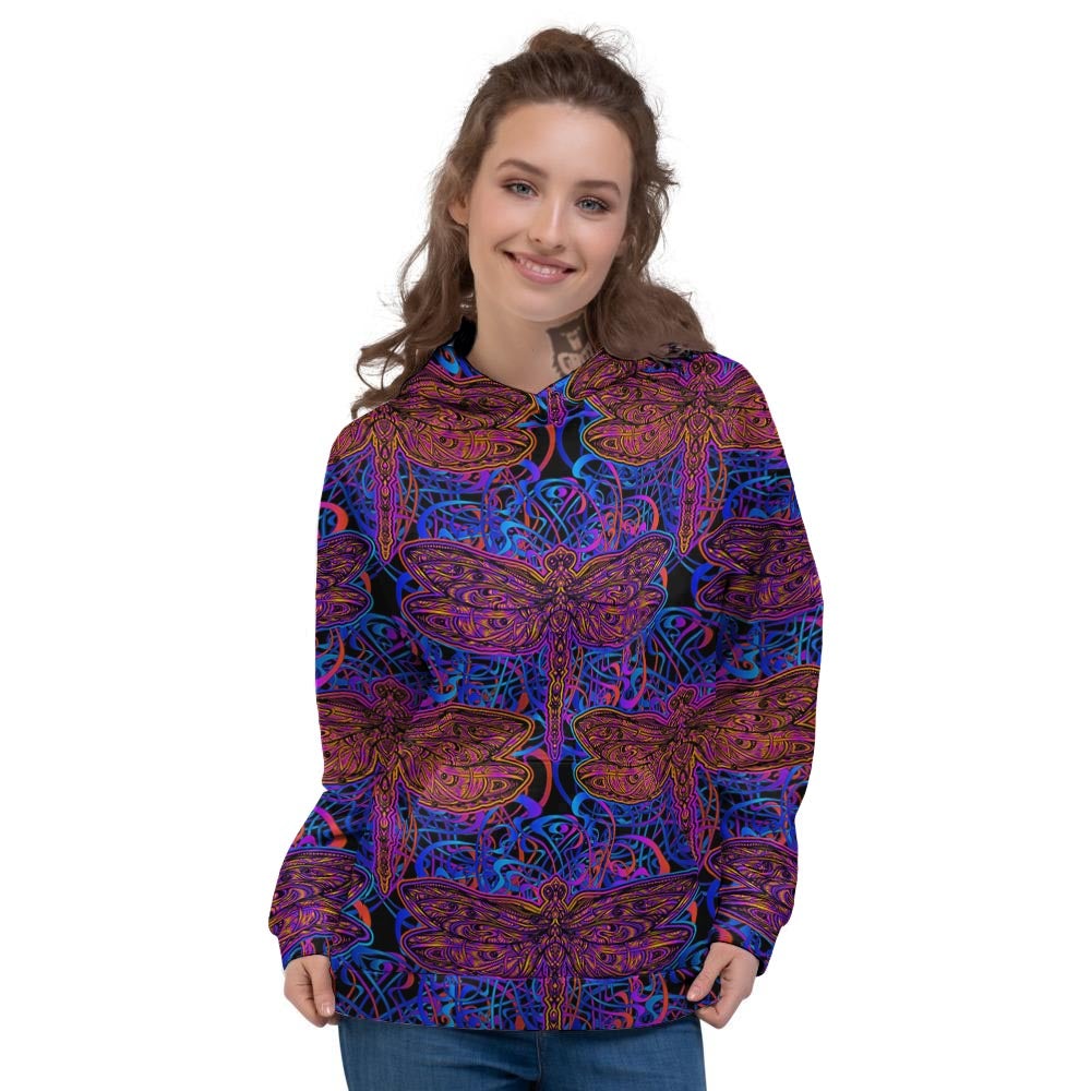 Dragonfly Trippy Print Pattern Women's Hoodie-grizzshop
