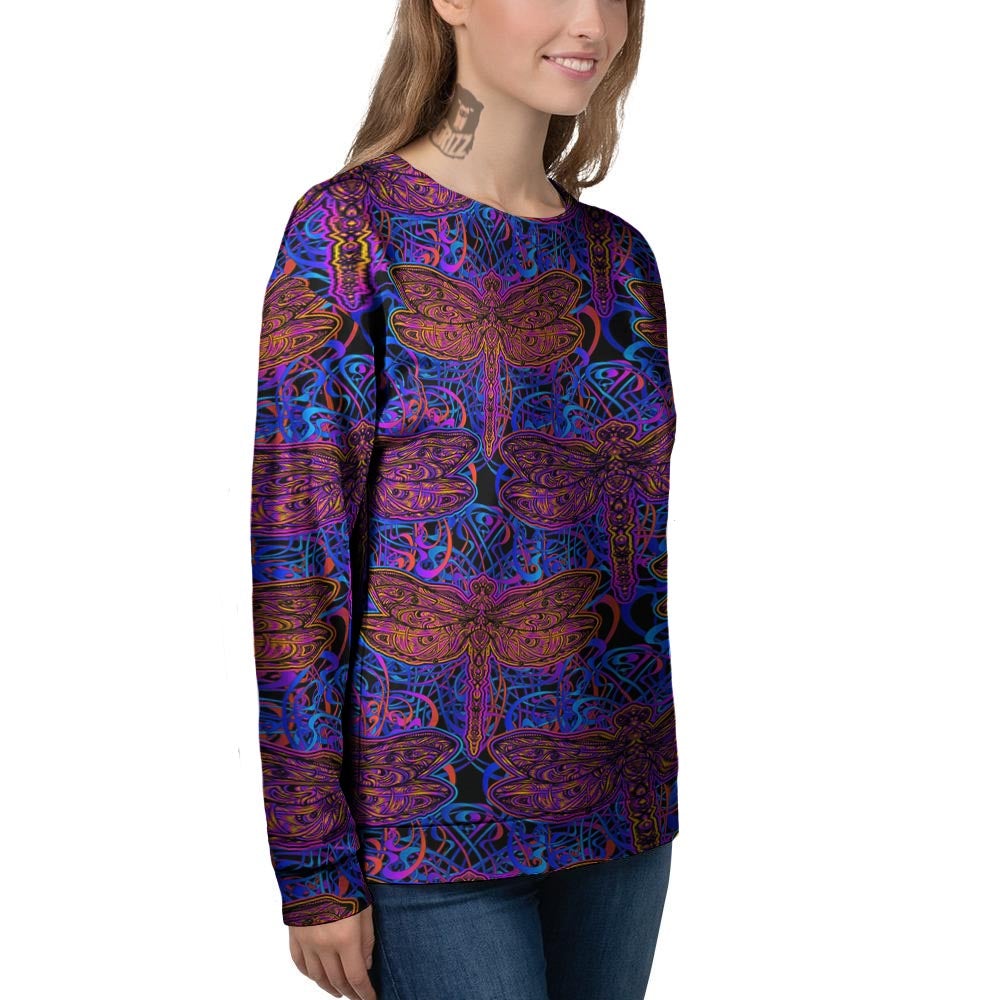 Dragonfly Trippy Print Pattern Women's Sweatshirt-grizzshop
